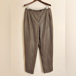 HARVE‎ BENARD Women’s Vintage Gold and Black Houndstooth Career Trousers Size 16